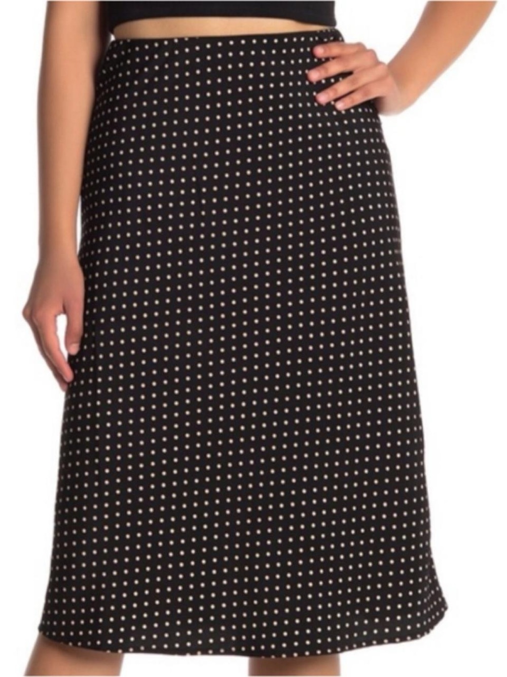 Sanctuary Midi Skirt - Black cream polka dot